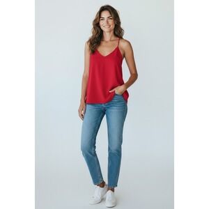 Adrienne Red Crisscross Strappy Tank Top Women's Large NWT